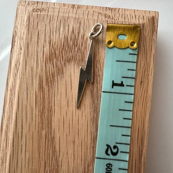 Lightning Bolt Pendant Silver Tone Minimalist Charm - Picture 4 of 4